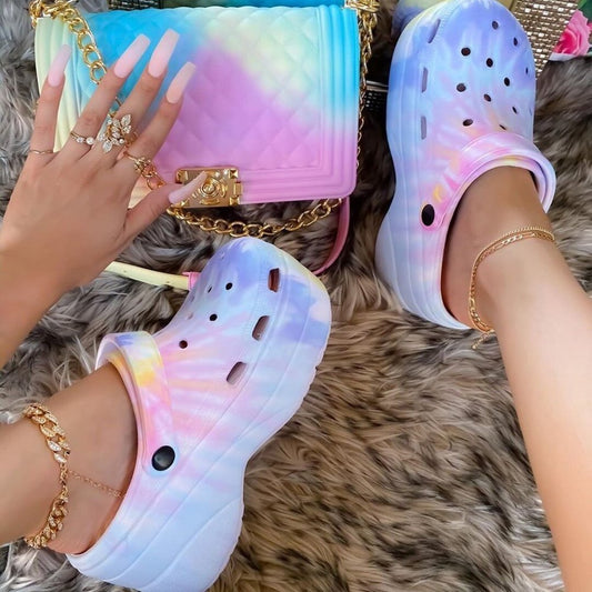 "Tanya" Tie-Dye Platform Clogs