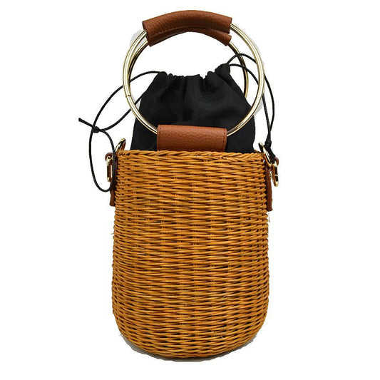 "Jada" Barrel Straw Handbag