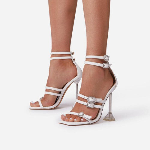 "Gianna" Strappy Design White Heels