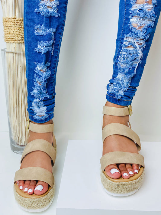 "Jody" Beige Platform Sandals