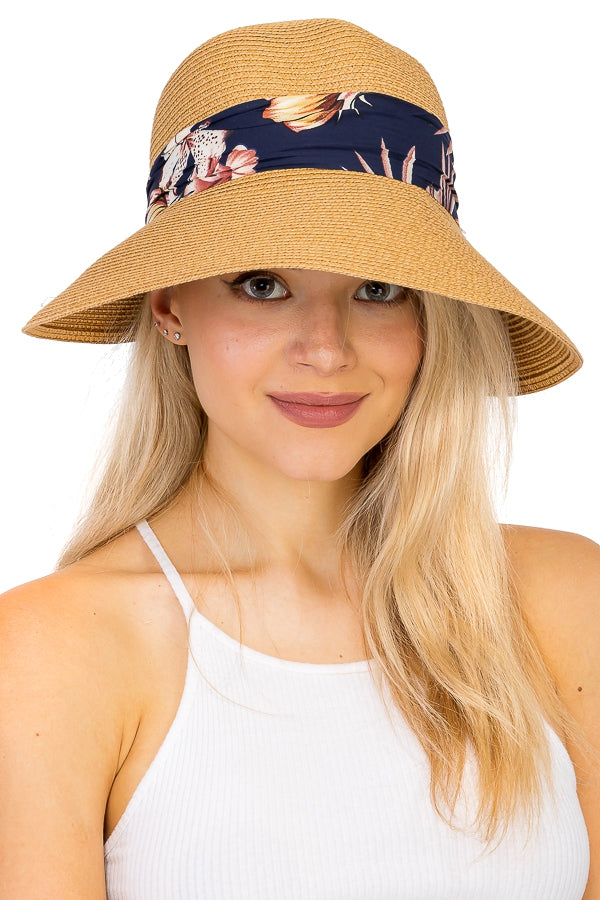 "Caroline" Floral Band Straw Hat