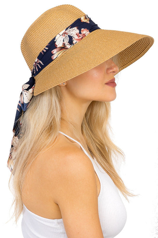 "Caroline" Floral Band Straw Hat