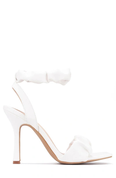 "Riley" White Ruched Heels