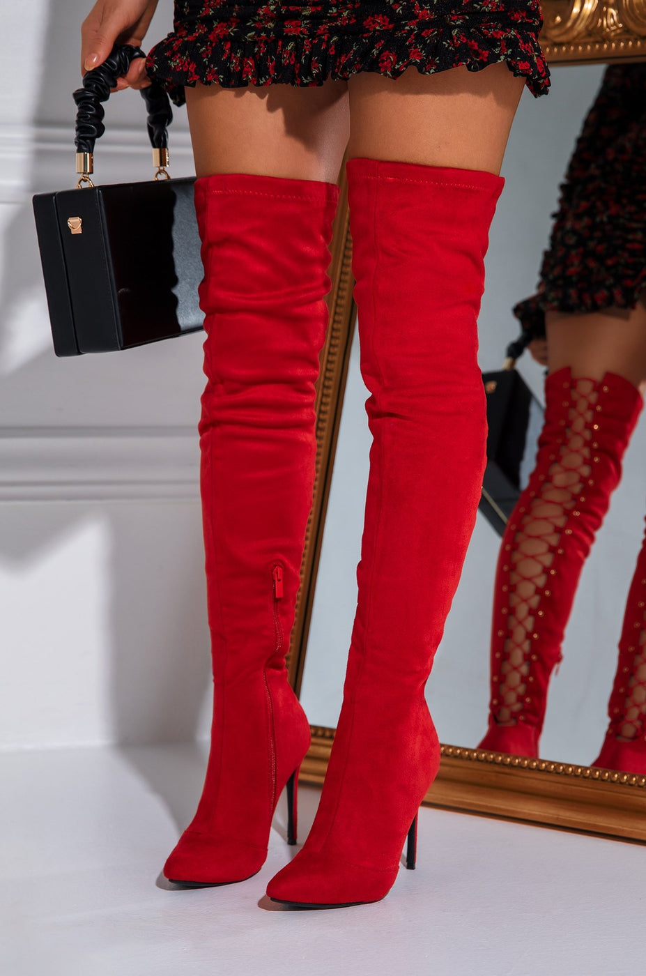 "Sabrina" Red Thigh High Boots