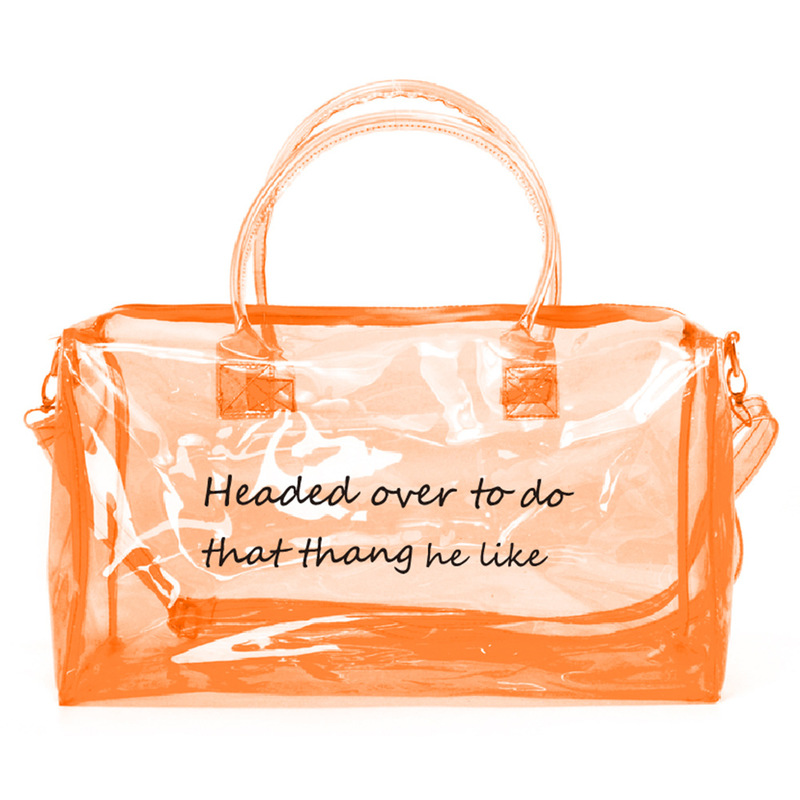 "Say What Now" Neon Transparent Duffle Bag