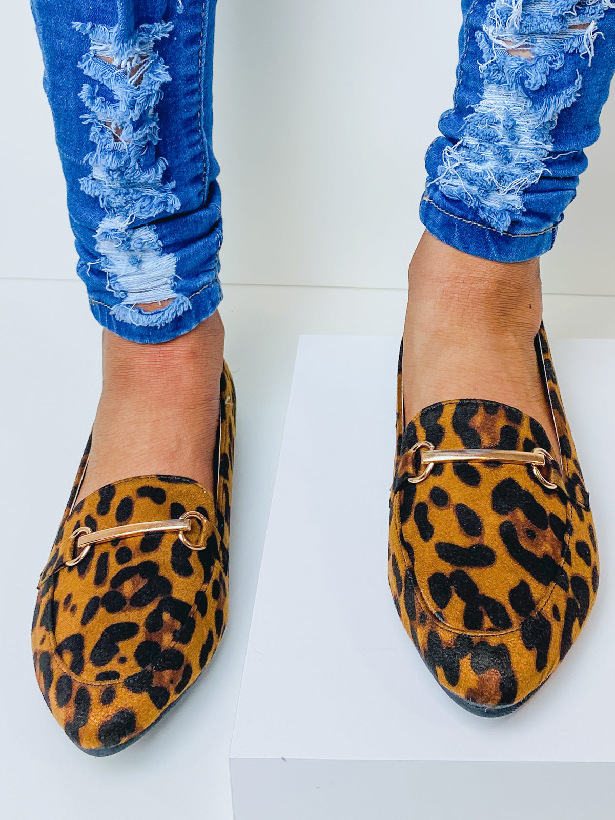 "Amber" Pointed Toe Leopard Flats