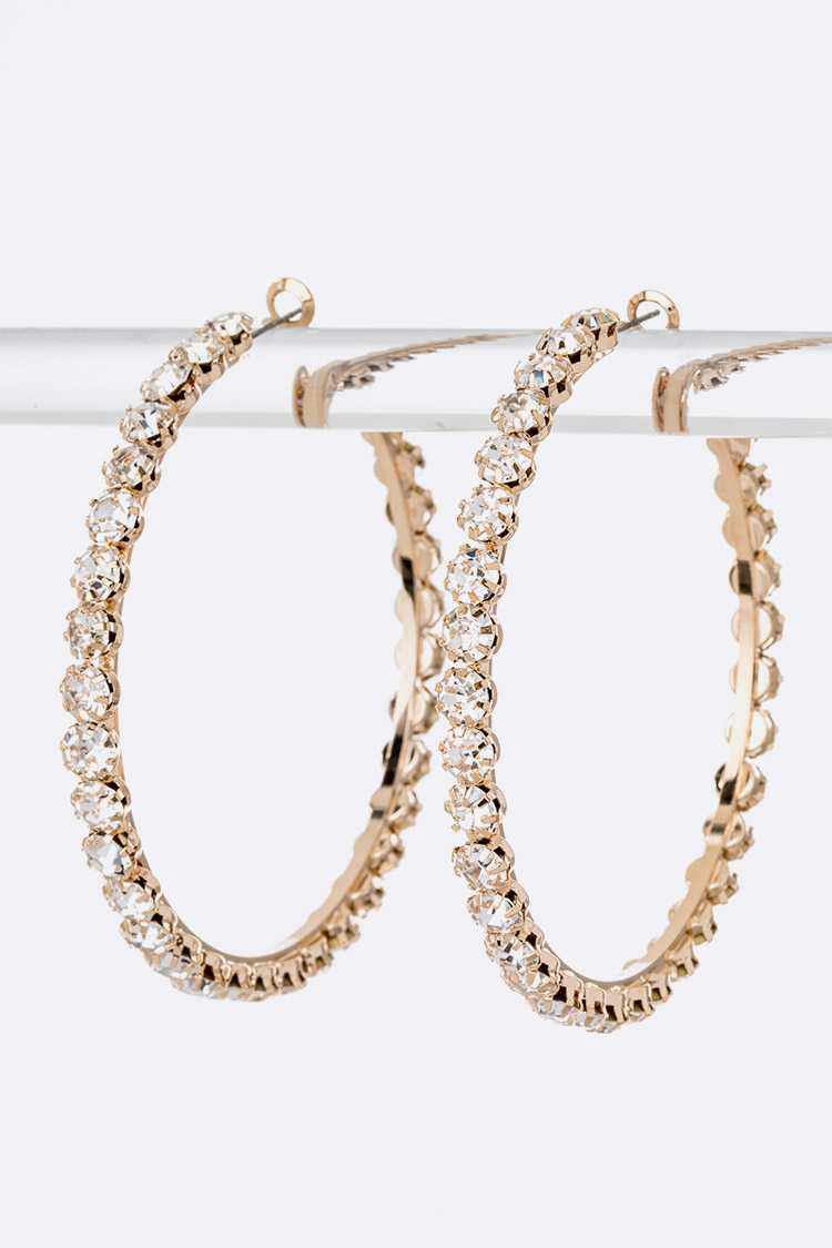 Jeweled Hoop Earrings-Rose Gold