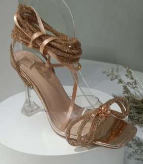 "Gisselle" Jeweled Lace Rose Gold Heels
