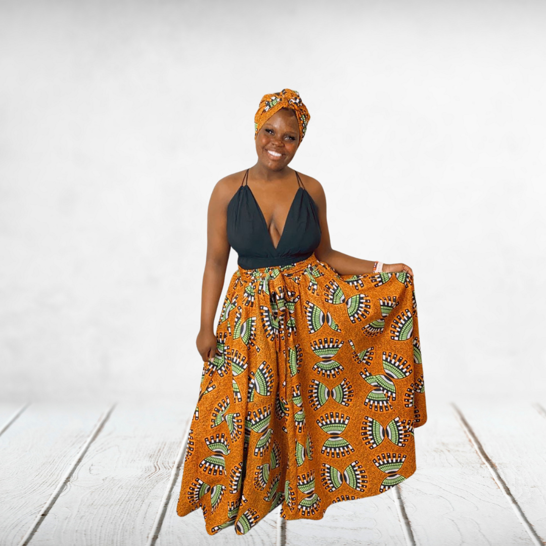 "Accra" African Print 3 Piece Maxi Skirt Set