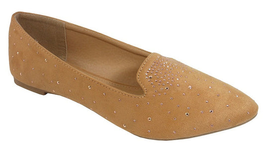 "Donna" Jeweled Camel Flats
