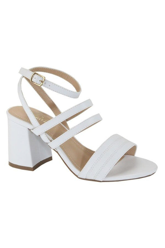 "Zya" White Low Heels