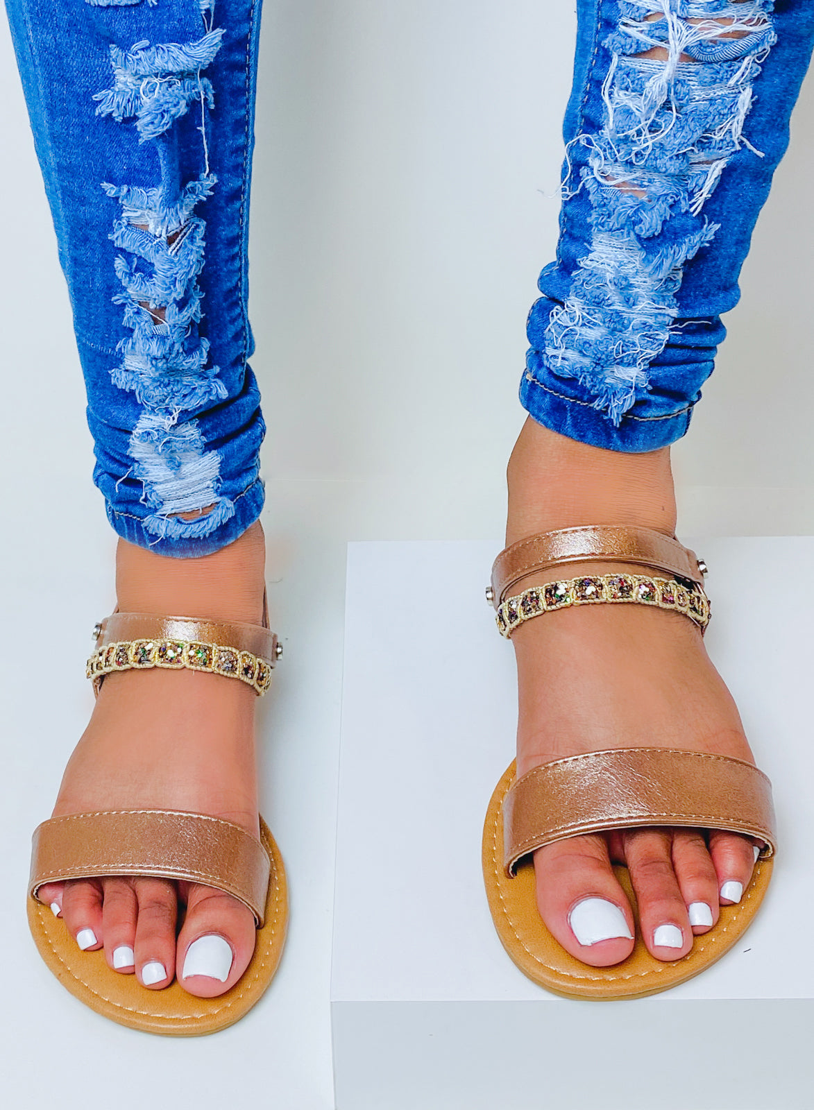 "Julia" Brown Buckle Sandals