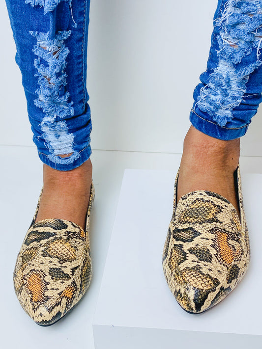 "Faith" Faux Snake Design Flats