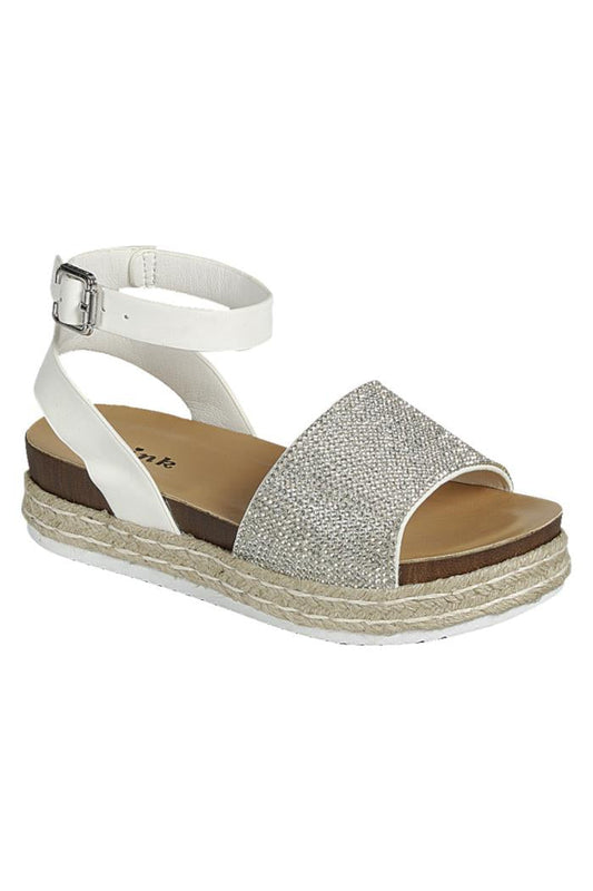 "Priscilla" White Espadrille Sandals