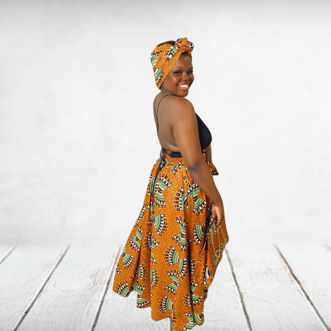 "Accra" African Print 3 Piece Maxi Skirt Set