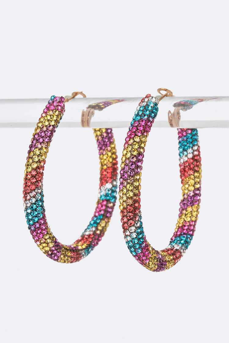 Jeweled Rainbow Hoop Earrings