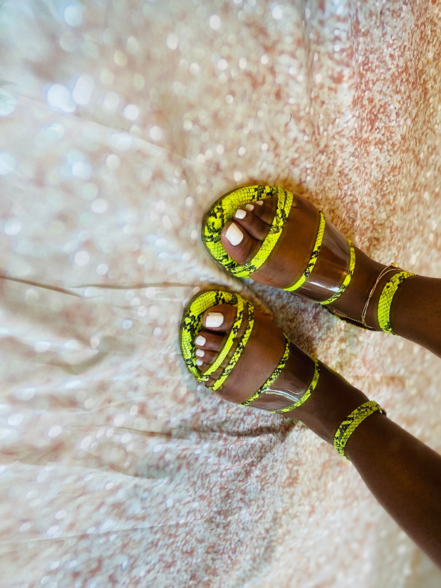 "Archie" Faux Snake Design Neon Sandals