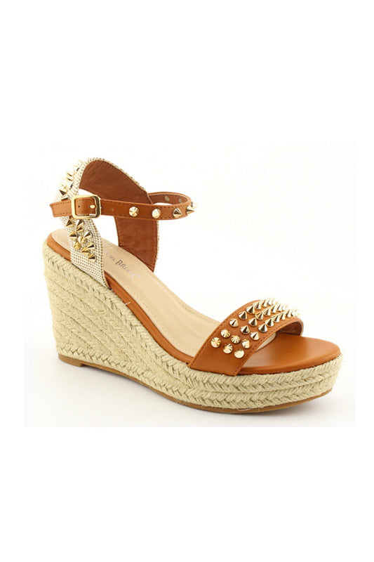 "Cece" Spiked Tan Wedge
