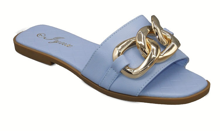 "Aliyah" Chain Link Blue Sandals