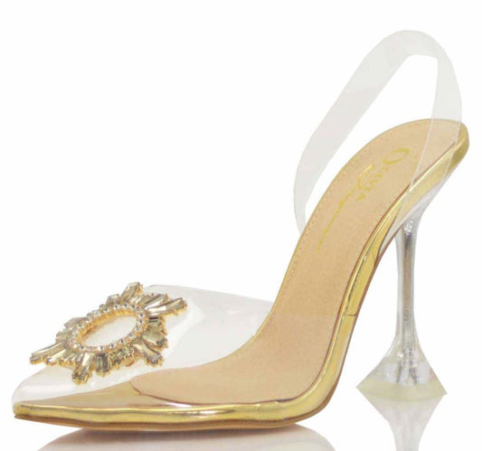 "Roxana" Gold Slingback Heels