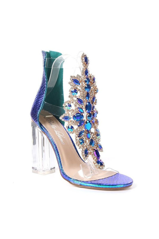 "Ramona" Blue Block Heels