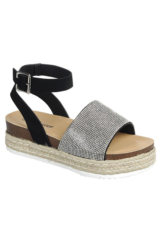"Priscilla" Black Espadrille Sandals