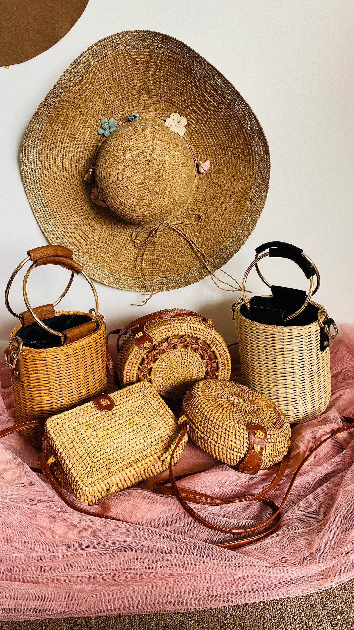 "Jada" Barrel Straw Handbag