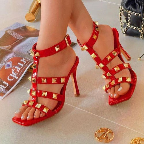 "Zade" Red Studded Heel