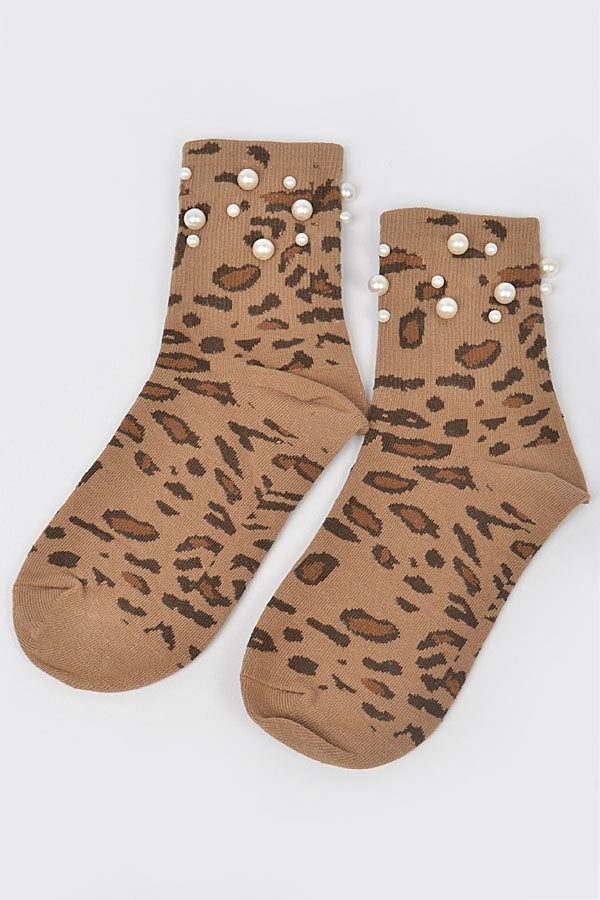 Animal Print Pearl Socks