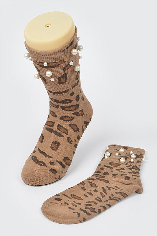 Animal Print Pearl Socks