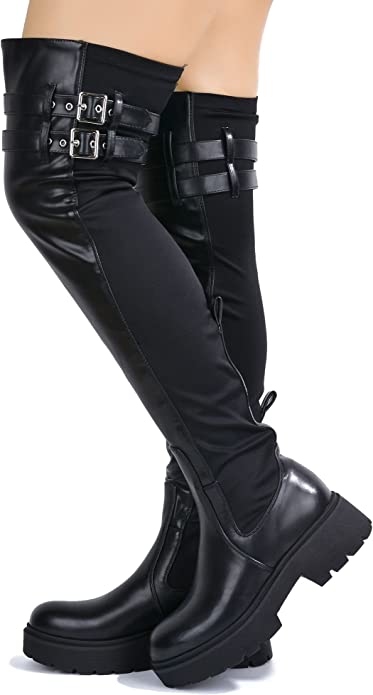 "Erin" Black Thigh High Boots