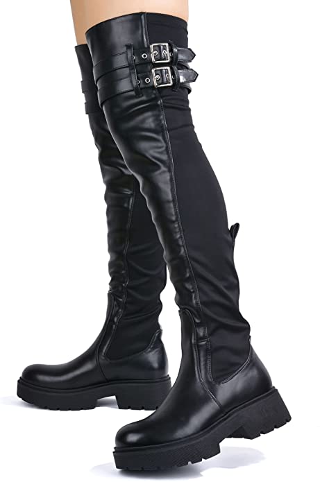 "Erin" Black Thigh High Boots