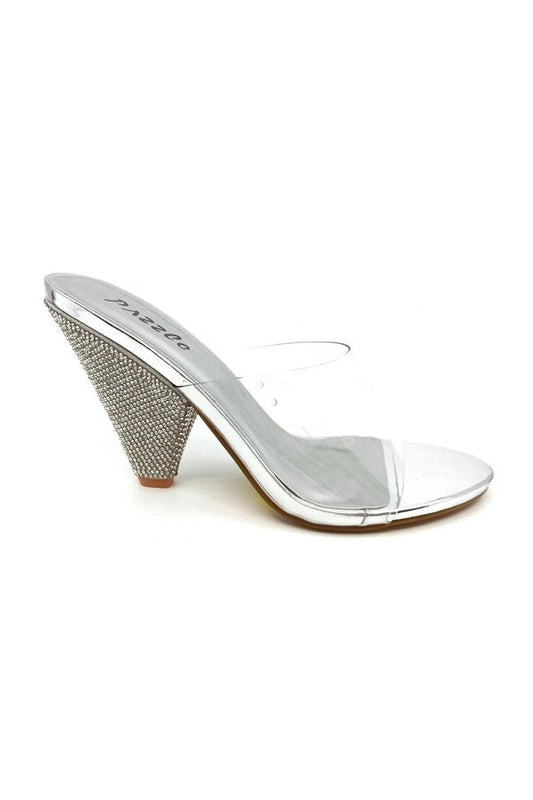 "Bria" Clear Silver Jeweled Heels
