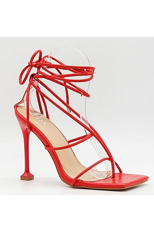"Ryan" Red Lace Up Heels
