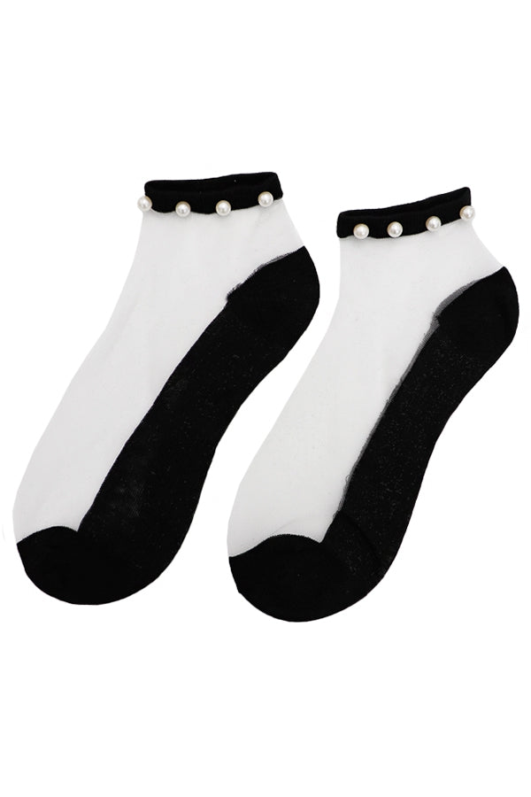 Sheer Pearl Ankle Socks