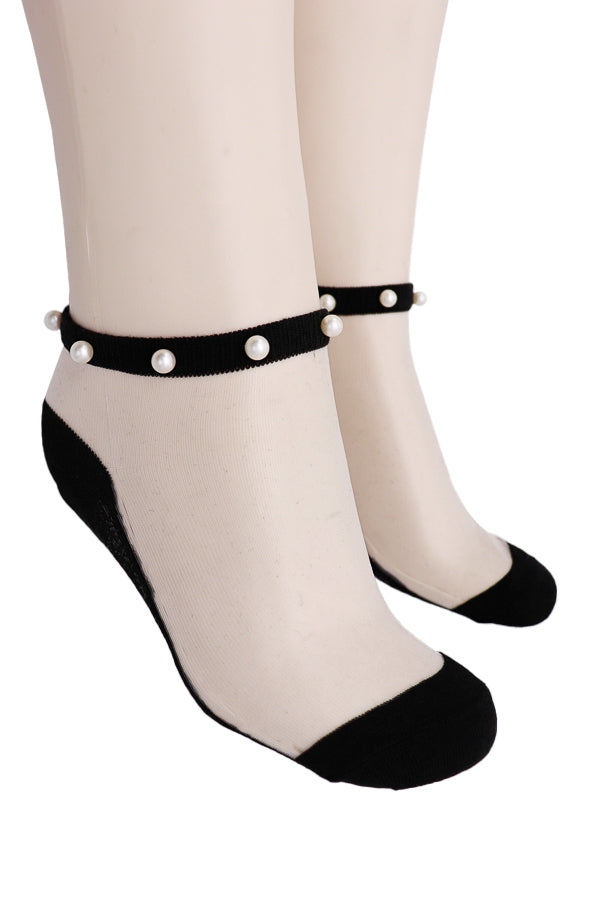 Sheer Pearl Ankle Socks
