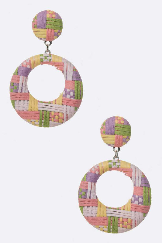"Rafia" Wrapped Drop Earrings