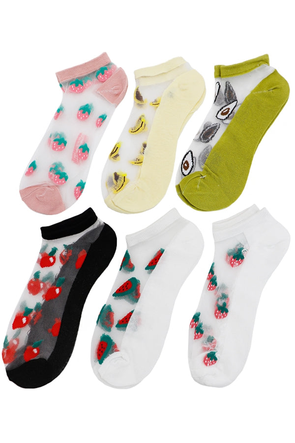 Sheer Fruit Ankle Socks
