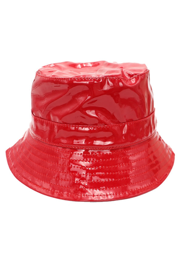 Retro Patent Leather Bucket Hat