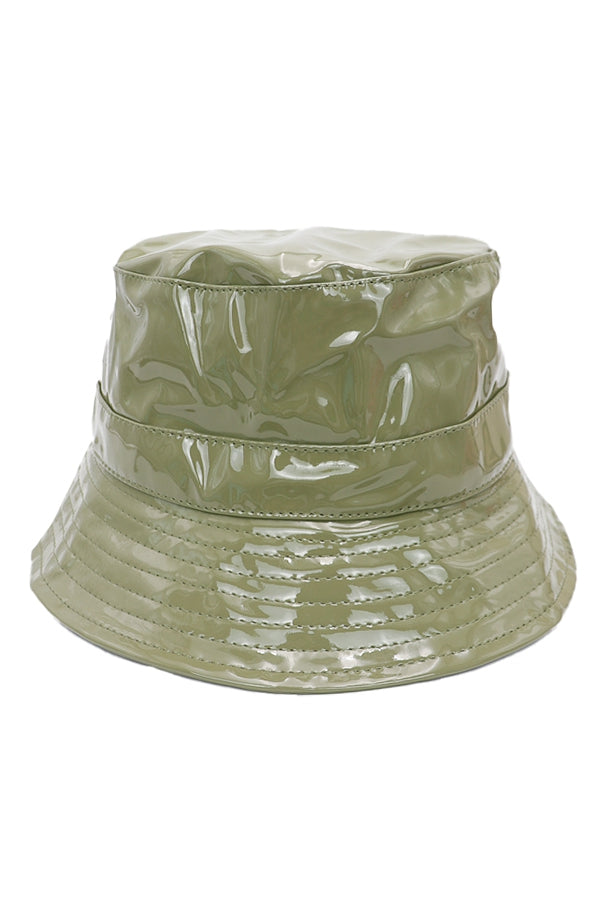 Retro Patent Leather Bucket Hat
