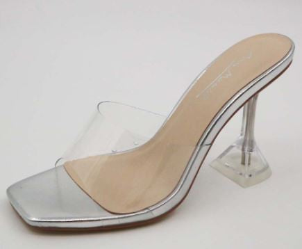 "Courtney" Clear Silver Heels