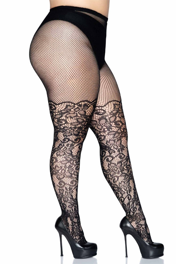 Floral Fishnet Pantyhose