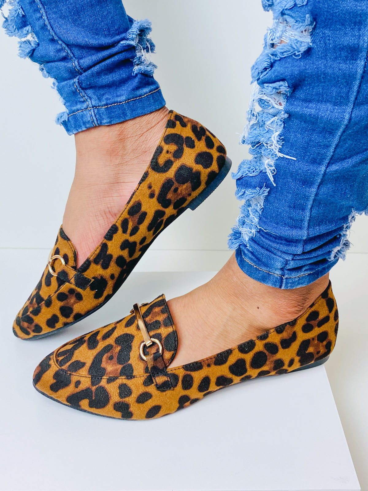 "Amber" Pointed Toe Leopard Flats