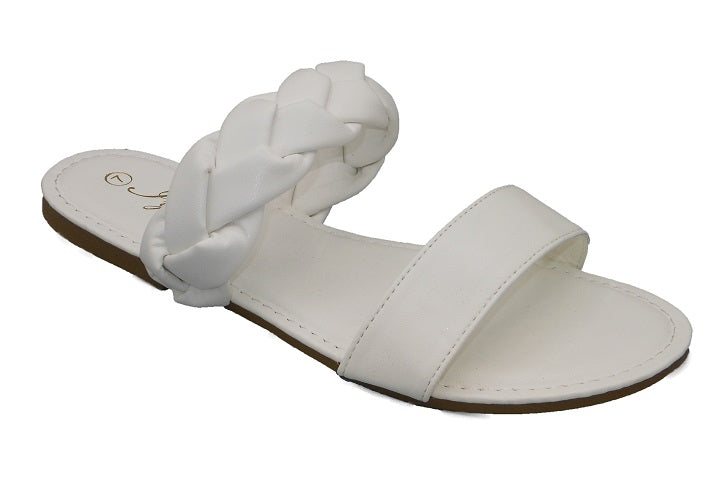 "Freddie" Twisted Braid White Sandals