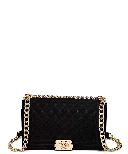 "Abigail" Quilted Velvet Material Handbag