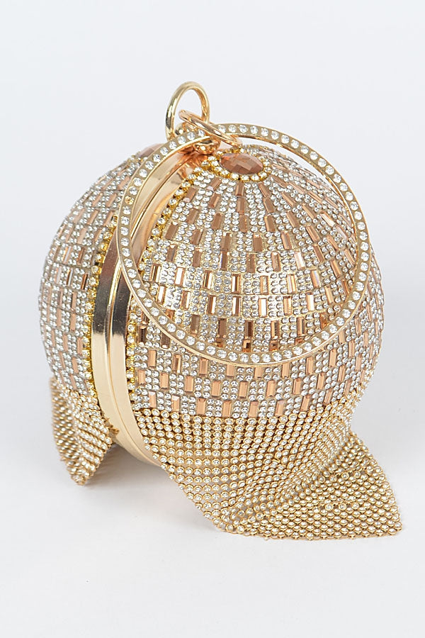 "Gia" Jeweled Fringe Ball Clutch