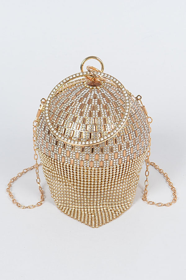 "Gia" Jeweled Fringe Ball Clutch