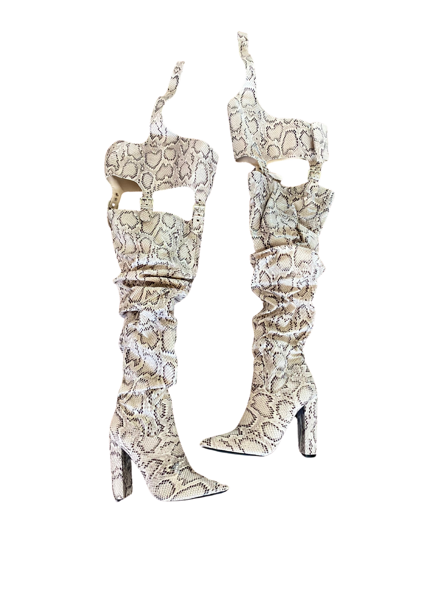 "Cookie" Waist high Faux Snake Skin Boots