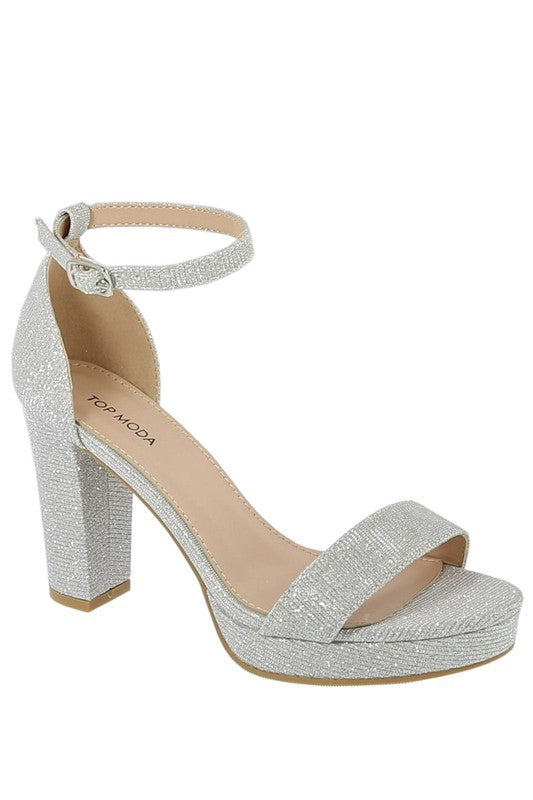 "Danica" Silver Glitter Platform Heels