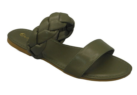 "Freddie" Twisted Braid Green Sandals